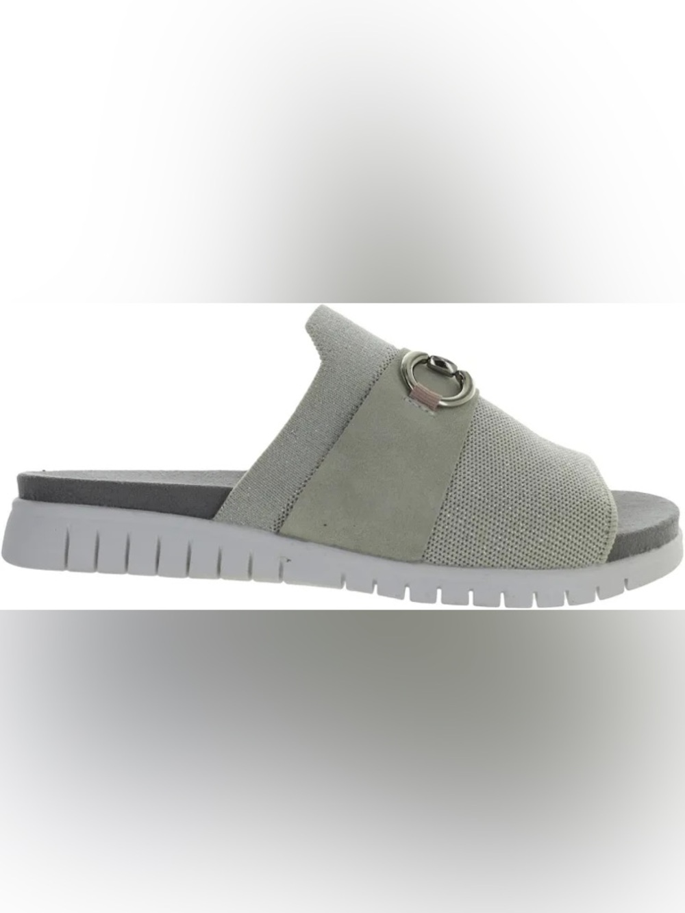 Bernie Mev Monaco Womens Sporty Slide Sandals Open Toe Casual Nude Silver 9 9.5